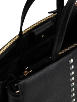 Sac à main noir aspect grainé pourvu d'une bandoulière amovible