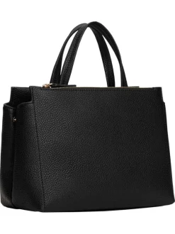Sac à main noir aspect grainé pourvu d'une bandoulière amovible