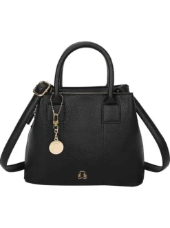 Sac à main noir effet grainé avec bandoulière amovible et détails dorés