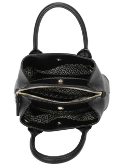 Sac à main noir effet grainé avec bandoulière amovible et détails dorés