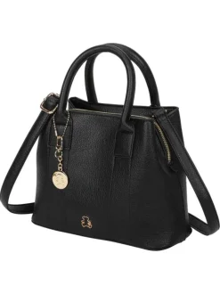 Sac à main noir effet grainé avec bandoulière amovible et détails dorés