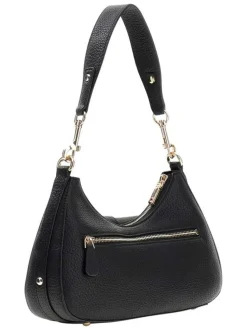 Sac à main noir en maille grainé pourvu d'une fermeture zippée