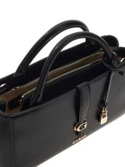 Sac à main noir en maille lisse pourvu d'une bandoulière amovible