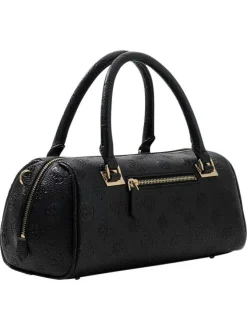 Sac à main noir forme bowling pourvu d'un motif monogramme embossé