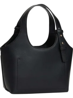 Sac à main noir pourvu d'une bandoulière amovible et du nom de la marque