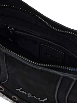 Sac à main noir pourvu d'un motif python et d'une bandoulière amovible