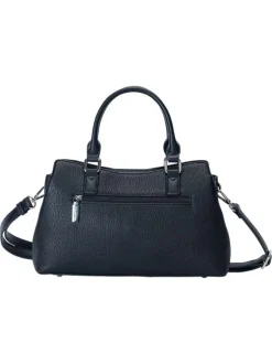 Sac à main noir uni avec 2 anses et une bandoulière réglable