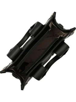Sac à main noir uni avec fermeture à zip et muni de 2 anses