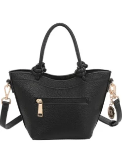 Sac à main noir uni pourvu d'une bandoulière plate réglable