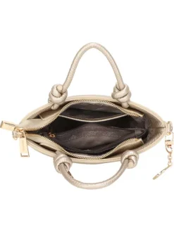 Sac à main or nacré uni pourvu d'une bandoulière plate réglable
