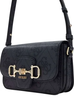 Sac à main à porté épaule anthracite orné d'un motif monogramme