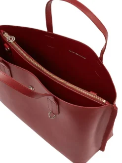Sac à main porté épaule bordeaux uni avec bandoulière au nom de la marque