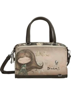 Sac à main porté épaule brun à bandoulière amovible orné de motifs exclusifs