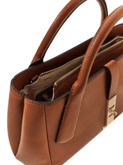 Sac à main porté épaule camel pourvu d'une anse amovible et réglable