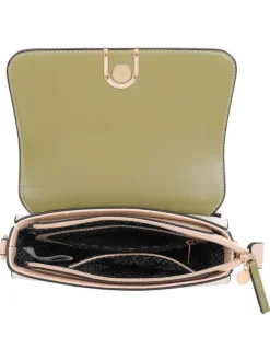 Sac à main porté épaule kaki uni avec une petite poche zippée à l'arrière
