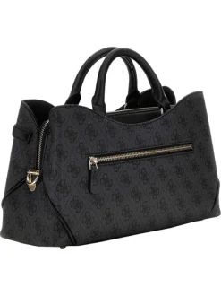 Sac à main porté épaule noir à imprimé monogramme avec une bandoulière amovible