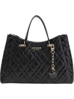 Sac à main porté épaule noir matelassé orné d'un motif monogramme