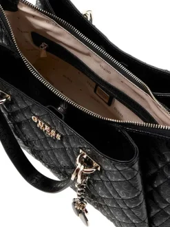 Sac à main porté épaule noir matelassé orné d'un motif monogramme