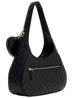 Sac à main porté épaule noir matelassé pourvu d'un porte-monnaie