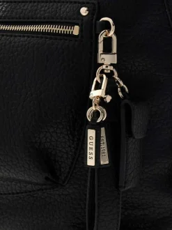 Sac à main porté épaule noir pourvu d'une anse plate amovible et réglable