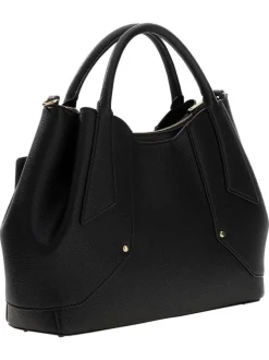 Sac à main à porté épaule noir pourvu d'une bandoulière amovible et réglable