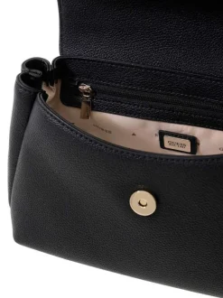 Sac à main porté épaule noir pourvu d'une bandoulière amovible et réglable
