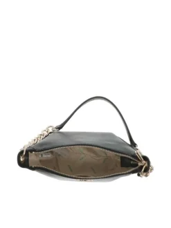 Sac à main porté épaule noir uni avec anse en chaine dorée et zip