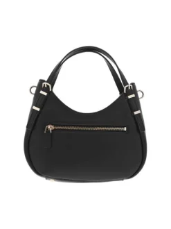 Sac à main porté épaule noir uni avec bandoulière amovible et réglable