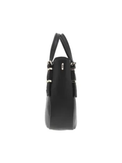 Sac à main porté épaule noir uni avec bandoulière amovible et réglable