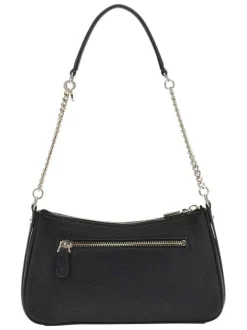 Sac à main porté épaule noir uni avec des boucles à ardillon décoratives