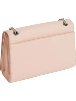 Sac à main porté épaule rose uni avec bandoulière en chaîne et le logo