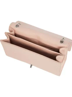 Sac à main porté épaule rose uni avec bandoulière en chaîne et le logo