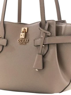 Sac à main porté épaule taupe aspect grainé pourvu de fines anses plates