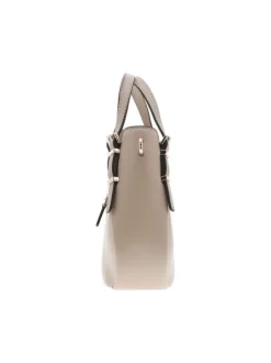 Sac à main porté épaule taupe avec bandoulière amovible et réglable