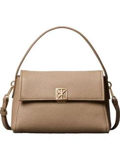 Sac à main porté épaule taupe uni avec une bandoulière ajustable