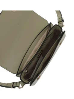 Sac à main à porté épaule vert en maille lisse avec logo de la marque