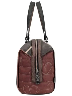 Sac à main taupe pourvu de motifs exclusifs et d'une bandoulière amovible