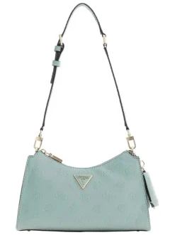 Sac à main vert d'eau à motif monogramme embossé pourvu d'une anse amovible