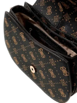 Sac marron grainé pourvu d'une anse et d'une bandoulière amovibles