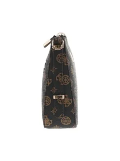 Sac marron à porté épaule avec motif monogrammes et bandoulière amovible