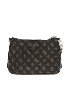 Sac marron à porté épaule avec motif monogrammes et bandoulière amovible