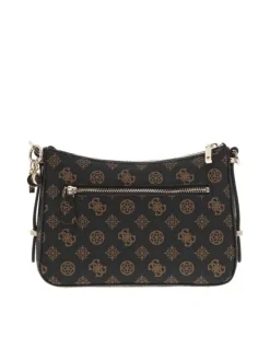 Sac marron à porté épaule avec motif monogrammes et bandoulière amovible