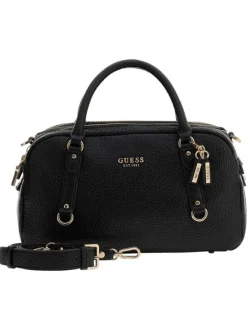 Sac noir aspect grainé forme bowling pourvu d'une bandoulière amovible