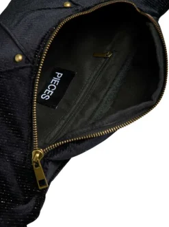 Sac noir avec bandoulière amovible et incrustation de fils lurex