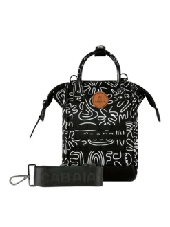 Sac noir avec imprimé de fleurs abstrait et fermeture zippée