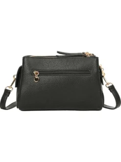 Sac noir en maille ajourée avec bandoulière amovible et logo de la marque