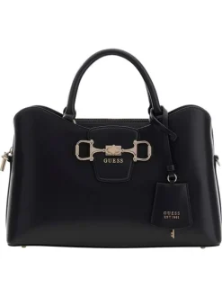 Sac noir en maille lisse pourvu d'une bandoulière amovible et réglable