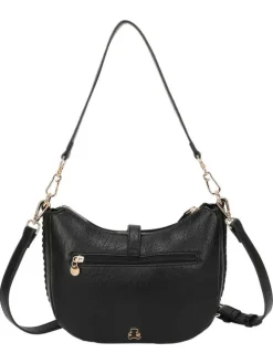 Sac noir forme banane à bandoulière amovible avec fermeture à glissière