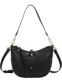 Sac noir forme banane à bandoulière amovible avec fermeture à glissière