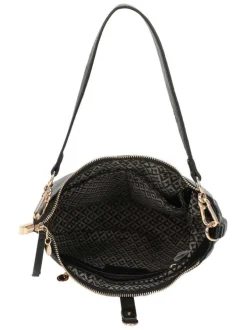 Sac noir forme banane à bandoulière amovible avec fermeture à glissière
